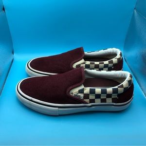 Vans burgundy slip on loafers mens size 6.5